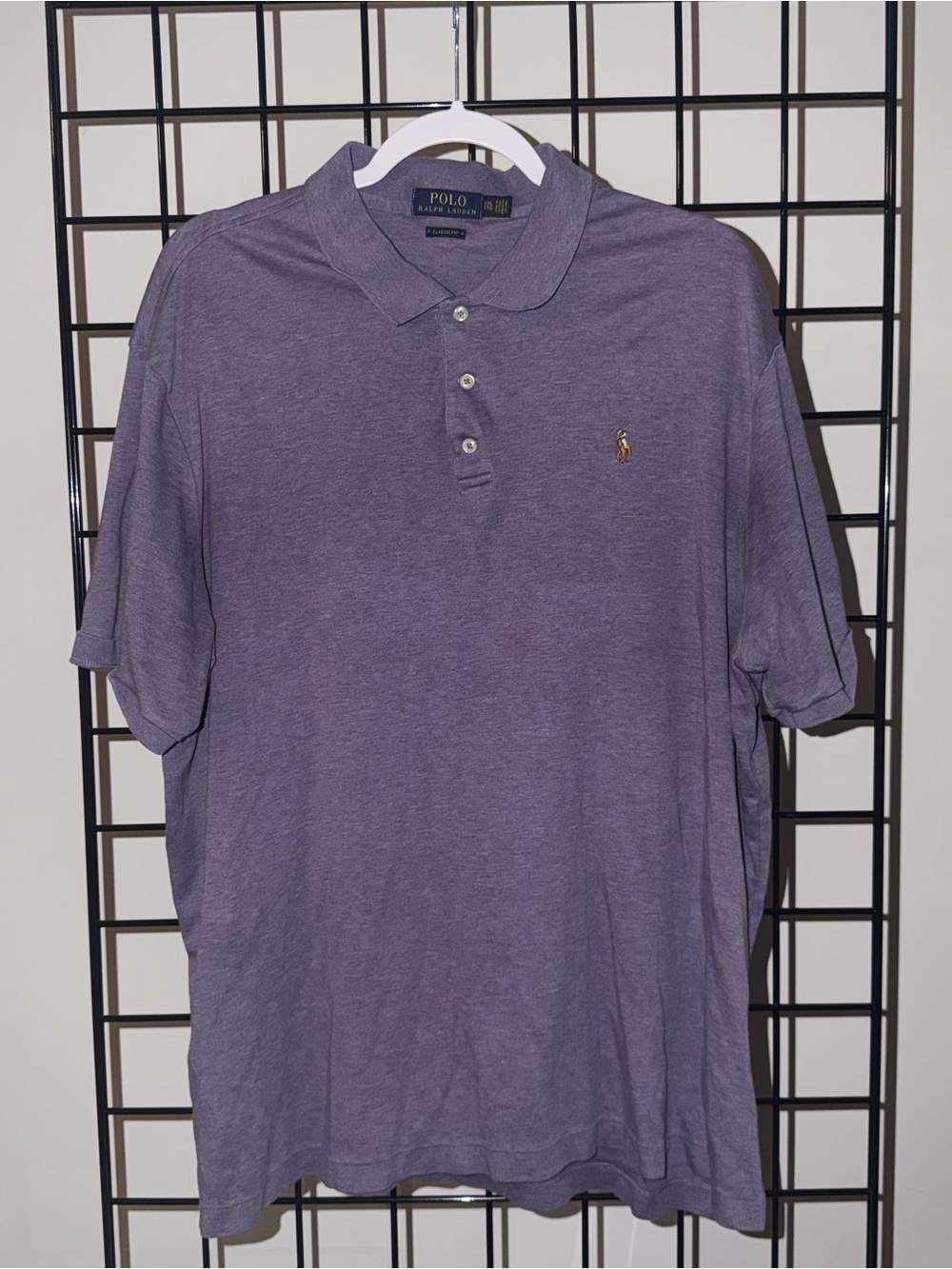 Ralph Lauren Polo Shirt in Heather Purple with Gold Logo